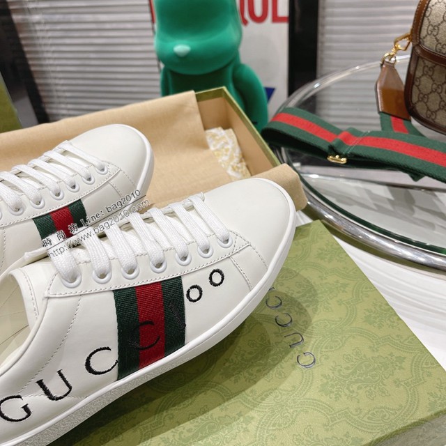 gucci頂級原版低幫鞋 古馳萬年經典情侶款小白鞋 男女款休閒板鞋 dx2752